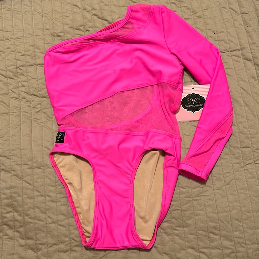 Hot Pink One Sleeve Leotard Size CXL